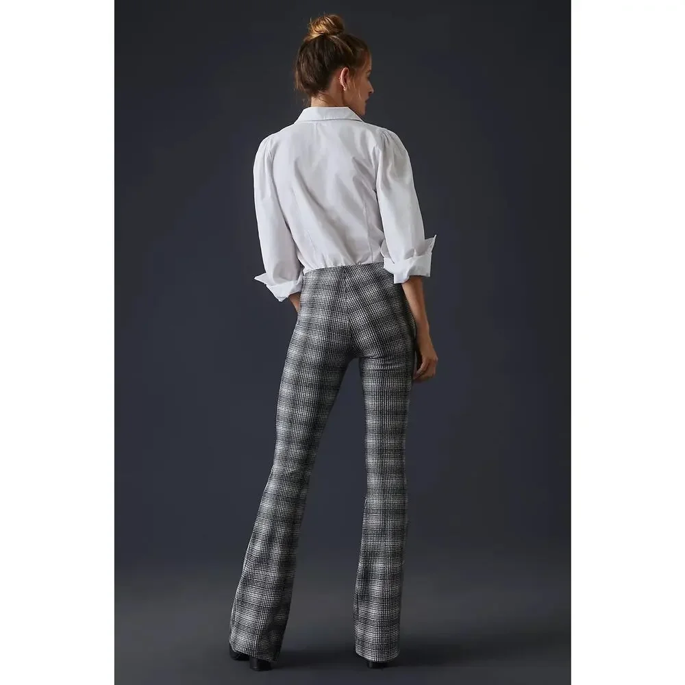 Anthropologie‎ Maeve Plaid Pull on Pants Trousers | Black White Gray | SZ M